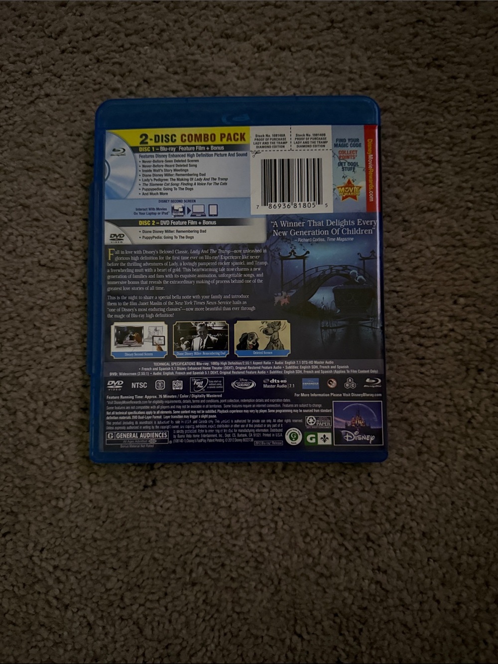 Disney Lady and the Tramp Blu-ray Diamond Edition - Picture 2 of 3